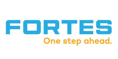 Untitled design fortes logo with payoff<br />
'one step ahead'<br />